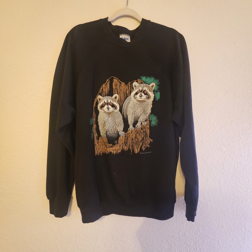 Vintage Oversized Outdoor Racoon Nature Sweatshirt Xl